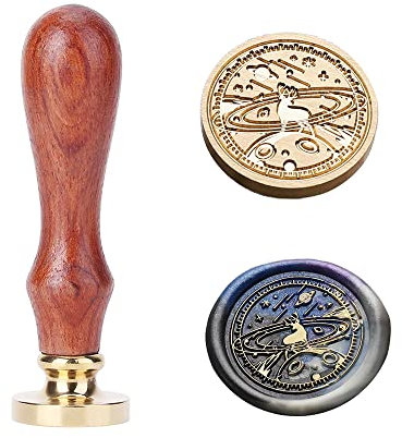 AMTOL Wachssiegel-Stempel, Stern-Rehkitz-Siegelwachs-Set, Vintage-Stil, personalisierbar, Sternenhimmel-Wachssiegel-Stempel für Briefkarten, Einladungen, Geschenkverpackung