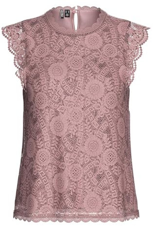PIECES Pcolline SL Lace Top Noos BC, Rosa in Legno, M Donna