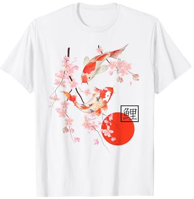 Cherry Blossom Koi Carpe Fish Japanese Sakura Art graphique T-Shirt