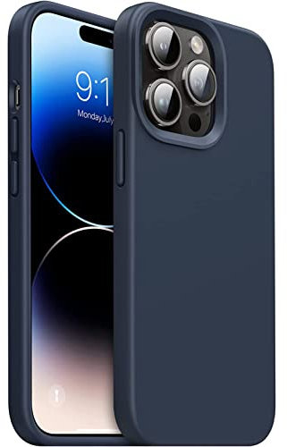 EKAM Shockproof Liquid Silicone Case Compatible with iPhone 14 Pro - 6.1 inch, Microfiber Lining 3 Layer Hybrid Drop Protection Anti-Shock Cover Gel Rubber Case for iPhone 14 Pro (Navy Blue)