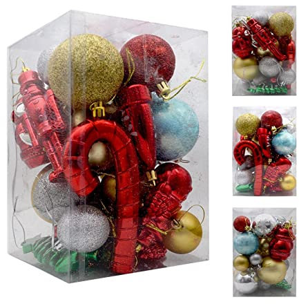 28-35 Stücke Weihnachtskugeln Set Weihnachtsdeko Baumschmuck Weihnachtskugel-Ornamente Glocken, Süßigkeiten, Soldaten, alte Leute, Erdbeeren usw.