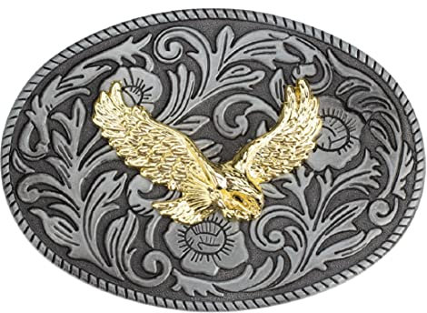 Longcreek Adler Gürtelschnalle für Herren, Adler Blume Blume Gürtelschnalle, Vintage Falke Gürtelschnalle, Ovaler Gürtelschnalle, filigrane Adler Gürtelschnalle, bronze, NO