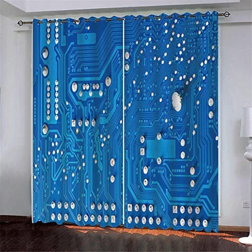 Vorhang Blickdicht Ösen Thermo Verdunkelungs Polyester Gardinen 2 Stück 3D Blaue Platine Für Schlafzimmer Wohnzimmer Kinder Oder Babyzimmer 150(B) X166(H) cm - Bedruckte Verdunkelungsvorhänge
