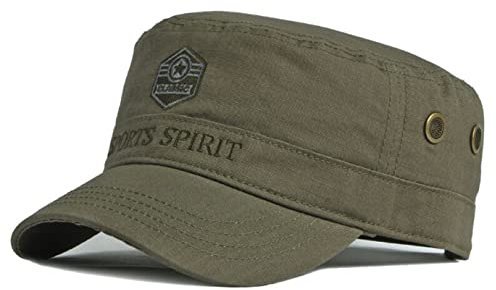 CHENNUO Berretto Militare Uomo, Cappello Army Uomo Vintage in Cotone Piatto Cappello con Visiera Baseball Army cap (Verde Militare-2)