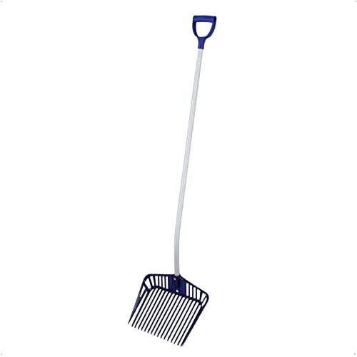 Rekord Polygabel (blau) aus Kunststoff mit 125 cm Aluminium-Stiel, Gesamtlänge 150 cm, Arbeitsbreite 34 cm, 18 Zinken, Dunggabel, Mistgabel, Bollengabel, Mistforke