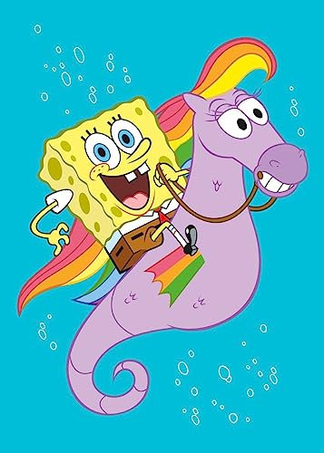 Displate - Poster aus Metall - Magnet-Montage - SpongeBob SquarePants - SpongeBob - Rainbow Seahorse - Größe M - 32x45cm Matt