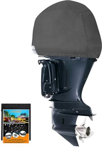 AXPQHL Bootsmotor Außenbordmotorabdeckung wasserabweisendes 600D Oxford-Gewebe, Anti-UV ,Schutzhülle Außenborder Abdeckung Außenbordmotor Halbabdeckung grau (15-45hp)