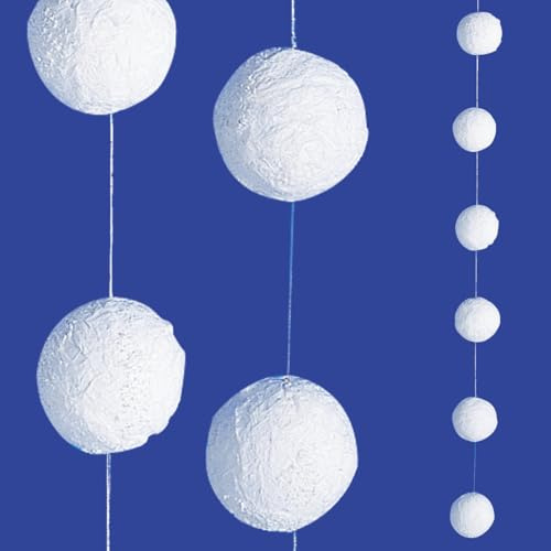 Deco Woerner Schneebällen Kette, 270 cm lang, 6 cm Ø Winterdeko Weihnachtsdeko Schneeballgirlande