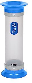 Glasdon Contenedor de pilas C-Thru™ 10 (3 colores) – Recolector de residuos de pilas pequeño – Tubo de recogida de pilas transparente compacto de 10 litros (Azul)