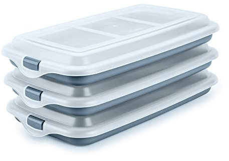 Porta Embutidos y Alimentos Sistema Deli, Conservación Optima de Lonchas en Nevera, Medidas 24.8 x 14.4 x 3.3 cm (3X Azul)