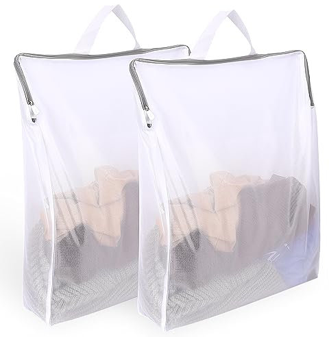 2Pcs laundry bags with zips, Delicates Laundry Bag with Handle, Mesh Laundry Bag Travel Laundry Bag, Hanging Laundry Bag, Delicate Laundry Bag, Zippered Wash Bags for Underwear Sock(20x16 inch)