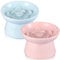 Layhit 2 Pack Raised Slow Feeder Cat Bowls Ceramic Elevated Cat Food Bowls Anti Vomiting Slow Feeder for Dog and Kitten for Dry and Wet Food(Blue, Pink)