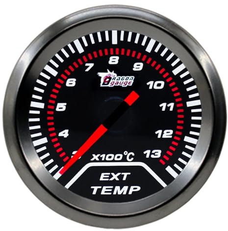 ETOPARS Universale Auto Scarico Gas Temperatura Manometro 2 Pollici 52mm Temperatura Gas di Scarico Misuratore 200-1200 Celsius Puntatore Indicatore Calibro Bianco Luce Strumenti
