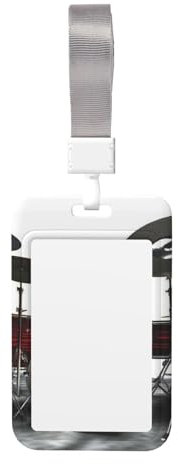 Cool Drum Set Id Badge Holder with Lanyard Id Badge Card Holder Waterproof Vertical Plastic Card Case Protector Pouch Name Badge Id Card Holders for Office