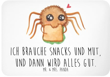 Mr. & Mrs. Panda Magnet Spinne Agathe Sandwich - Geschenk, wandmagnet, Pinnwandmagnet, Kühlschrankmagnet, Mut, whiteboardmagnet, Hunger, Verfressen, Alles Wird gut, Glück, Lebensfreude, Notizhalter