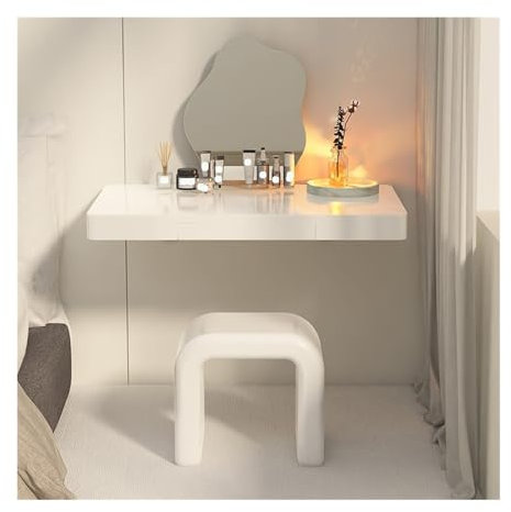 Generisch Schminkhocker, Moderner Wand-Schminktisch, Platzsparend, Beige (140 x 60 cm)