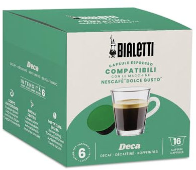 Bialetti Café Capsules compatibles Dolce Gusto® - Décaféiné - 16 Capsules