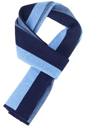 WANYING Winter Herbst Herren Strickschal 6% Wolle Gestrickter Schal Casual Business Gentleman - 180 * 30 cm Gestreift Blau Dunkelblau