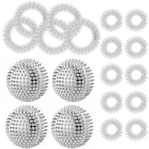 4 Stück Igelball Metall Skills Akupressur Ball Magnetic Massagebälle Set Mit 10 Massageringe 5 Massage Armbänder Für Stress Relief Oder Massage