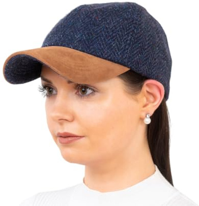 Hatman of Ireland Baseballmütze für Herren 100% Donegal Tweed mit Wildlederschirm Made in Irland, Einheitsgröße
