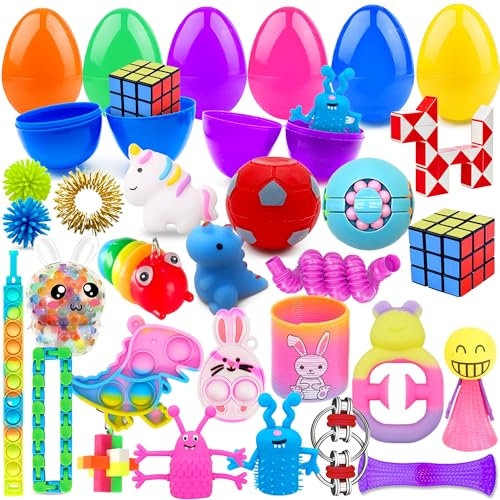 Edmirfun Vorgefüllte Ostereier Gefüllt,Ostereier Plastik,Kinder Überraschungsei mit Fidget Toys,Ostereier Zum Befüllen,Osterdeko,Ostern Partyzubehör,Ostereiersuche Spiel,Ostergeschenke Kinder