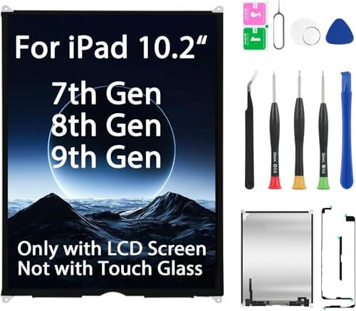JQYDZH for iPad 7./8./9. Generation 10,2 LCD-Bildschirm Ersatzdisplay (A2197 A2198 A2200 A2270 A2428 A2429 A2430 A2602 A2603 A2604 A2605) – Reparaturset für iPad 7 | 8 | 9 (ohne Touchscreen-Glas)