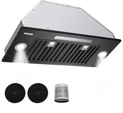 VEVOR Range Hood Insert, 30 Inch Built-in Kitchen Vent Hood, 800CFM Steel Stove Hood, with Gesture & Touch Control, LED Light, Baffle Filters, 4-Speed Exhaust Fan, Ducted/Ductless Convertible