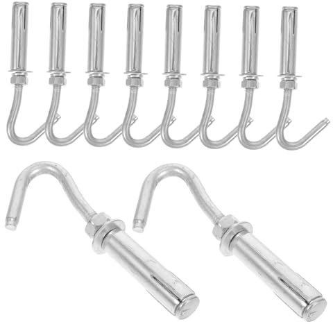 10 Pcs Expansion Hook Ceiling Hooks Ground Anchors Heavy Duty s Heavy Duty Bolt on s Ground Stakes s for Stucco Walls Outdoor Boat Rope Silver Galvanized Steel