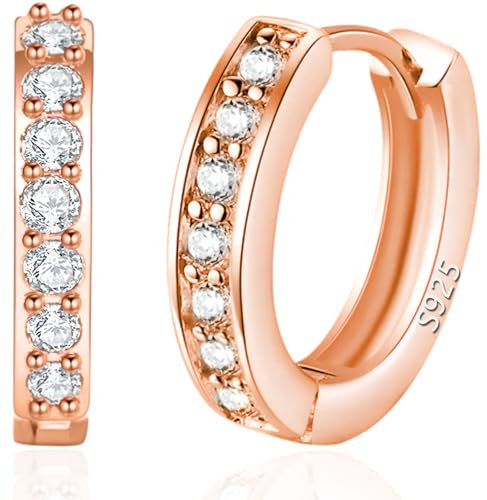 WOZNU Sterling Argento Orecchini Cerchio Piccoli Con AAA Cubic Zirconia - 3/4 Paia Ipoallergenic Sleeper per Donna