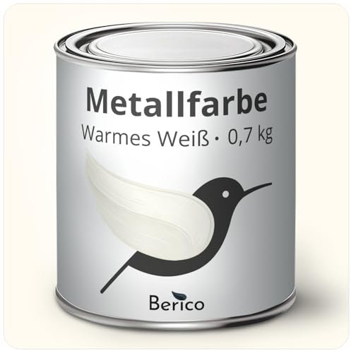Berico Metallfarbe - Warmes Weiss/RAL-9010 Reinweiss - 0,7 Kg - 4in1 Premium Metallschutzlack - Direkt auf Rost - Für Stahl, Zink, Aluminium, Kupfer und Eisen