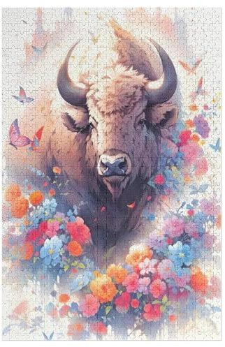 Puzzles Für Erwachsene, Bunter Bison Puzzle, 1000 Teile, Kreatives, Geistiges Spielzeug, Kinder, Montagespiele 78×53cm