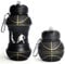 Botella de agua plegable forma baloncesto para niños y adultos cantimplora silicona negra 550ml ligera resistente a fugas con gancho portátil para deporte gimnasio escuela trabajo al aire libre