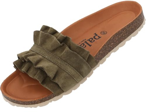 Palado Pantoletten Damen Vilnado - bequeme Sandalen Made in Spain - Hausschuhe mit Kork-Fußbett - modische Sommerschuhe