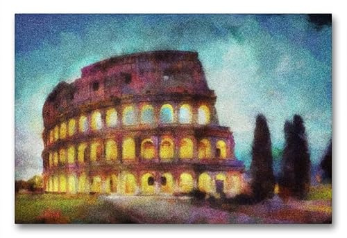 CALVENDO Leinwand · Kolosseum in Rom, Italien | Eine pointilistische Interpretation des Kolosseum · 90 × 60 cm quer · Textil-Leinwand auf Keilrahmen · CALVENDO Leinwand