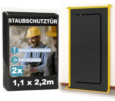 2 protectores antipolvo con cremallera, 1,1 x 2,2 m, resistentes al agua, reutilizables, protección contra el polvo, puerta de obras, esclusa de suciedad durante la reconstrucción y renovación