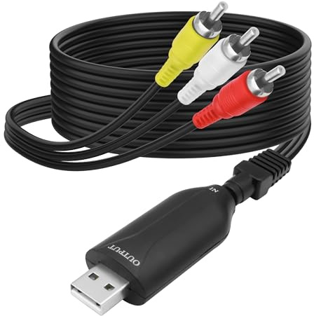 MEIRIYFA USB 2.0 Audio Video Capture Card für PC Laptop Projektor | VHS VCR auf Digital Converter USB 2.0 Male auf 3 RCA Male Video Audio Capture Card AV Composite Adapter Kabel - 1.5M