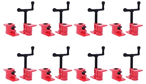 8 Kits Holz Kleben Spannung Rohrschellen Set,Schnellspanner Rohrschellen,Holz-Metall-Klemmen-Set,Ergonomische Griffe,Hochdruckfederklemmen,Spannbacken und Drehpunkte, für 3/4-Zoll-Gewindepipelines