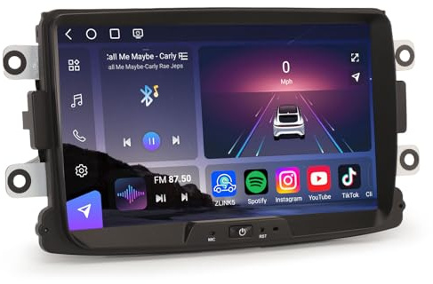 Qualcomm 8 Core Android 14 8GB+128GB Autoradio Bluetooth 5.1 Navigatore per Renault Dacia Duster Logan Sandero Dokker Lodgy Carplay Android Auto WiFi 4G DAB+ DSP USB 8 pollici Schermo tattile OBD2 DVR