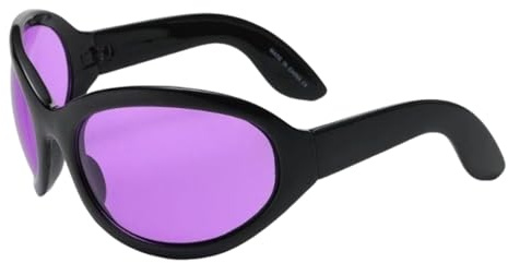 Generisch Gafas ovaladas | Gafas de - Gafas de sol moradas con almohadillas para la nariz curvadas | para hombres y mujeres, cumpleaños, ropa de calle diaria, club, fiesta, festivales de música