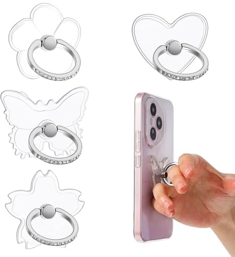 Matwsec 4 PCS Transparent Phone Ring Holder Grip Clear Phone Ring Grip