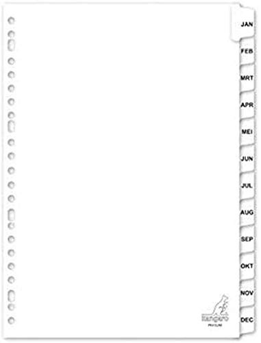Register Kangaro A4 Buchstaben karton 190grs 23r. 12tlg weiss jan-dec