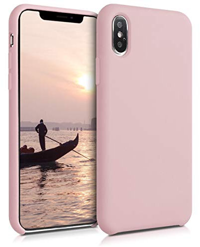 kwmobile Cover per Apple iPhone XS Custodia - Back Case per Smartphone in Silicone TPU - Protezione Gommata - rosa vintage