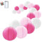 Treer 18 Stück Rosa Papierlaterne Rund Lampenschirm, Verschiedene Größen und Farben Papier Laterne Dekoration Set mit elastischer Fischseidenfaden für Hochzeit Geburtstag Faschings Party Garten