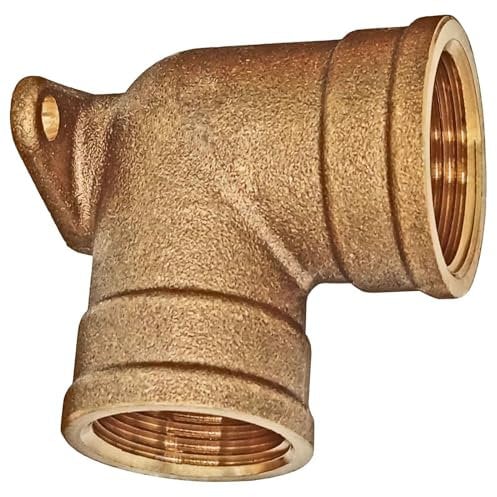 MegaHaustechnik Wand Decken Winkel aus Messing 1/2 Zoll IG x IG DN15 Innengewinde Innendurchmesser 19mm Gewinde Fitting Trinkwasser geeignet Rohr Verschraubung Kupplung Anschluss Wasser Hahn