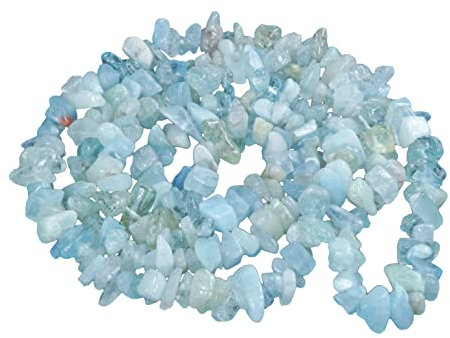 Lebensquelle Plus Splitterkette | Endlos ohne Verschluss | 80-90 cm lang | Edelstein Splitter Kette (Aquamarin)