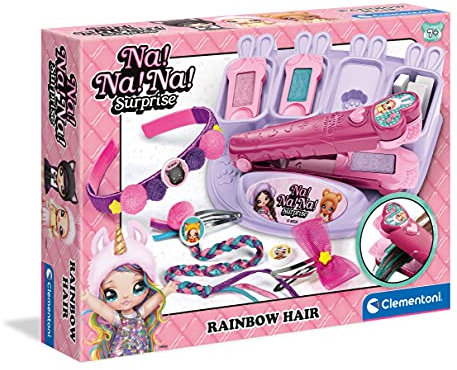 Clementoni 18657 Set Colour Chalk NA Surprise-Rainbow Hair-Haarset, Haar Farbkreide-Kinder Bastelsets 7 Jahre alt, Mädchen Haarschmuck Machen Kit, Mehrfarbig, One Size