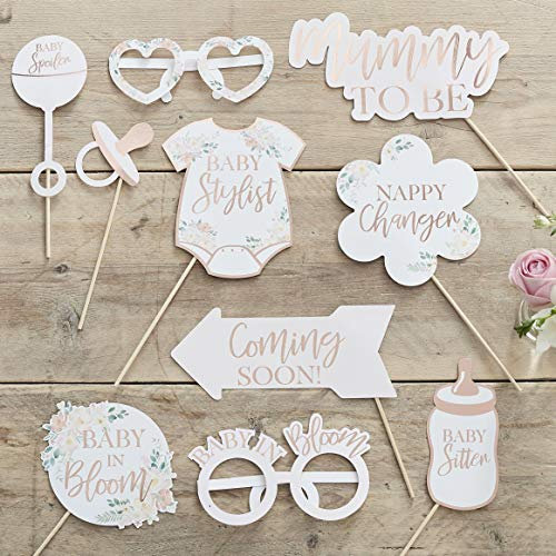 Ginger Ray Party-Requisiten für Babypartys, Rotgold und Blumenmuster, 10 Stück