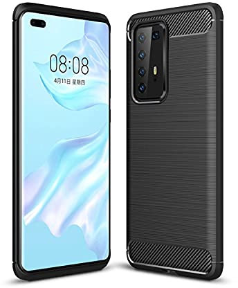 König Design Handyhülle Kompatibel mit Huawei P40 Pro Cover TPU Case Silikon Schutz-Hülle Handy Bumper Carbon Optik Schwarz - Air Cushion Technology