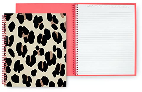 Kate Spade New York Large College Ruled Notebook, 11 x 9.5 Leopard Print Spiral Notebook with 160 Pages, Forest Feline