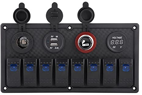 Ejoyous Tableau Electrique Bateau, Tableau disjoncteur 12v-24v avec Interrupteur à Bascule en Caoutchouc Plaque, Tableau de Bord Caravane Panneau de Commutation pour Caravane Bus Voiture Yacht Bateau